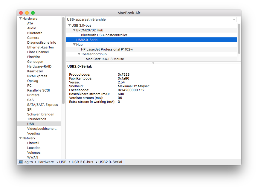 usb to serial mac os x native